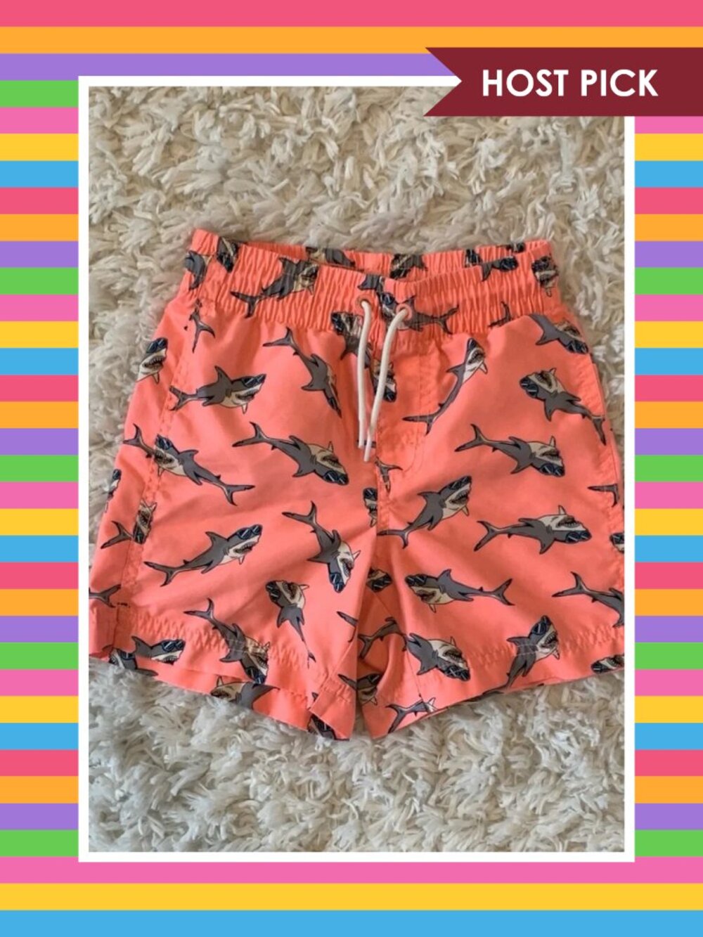 Old Navy Shark Print Swim Shorts (S, 6/7)